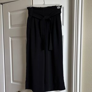 Madewell Black High-Waist Wide-Leg Trousers with Tie Waist